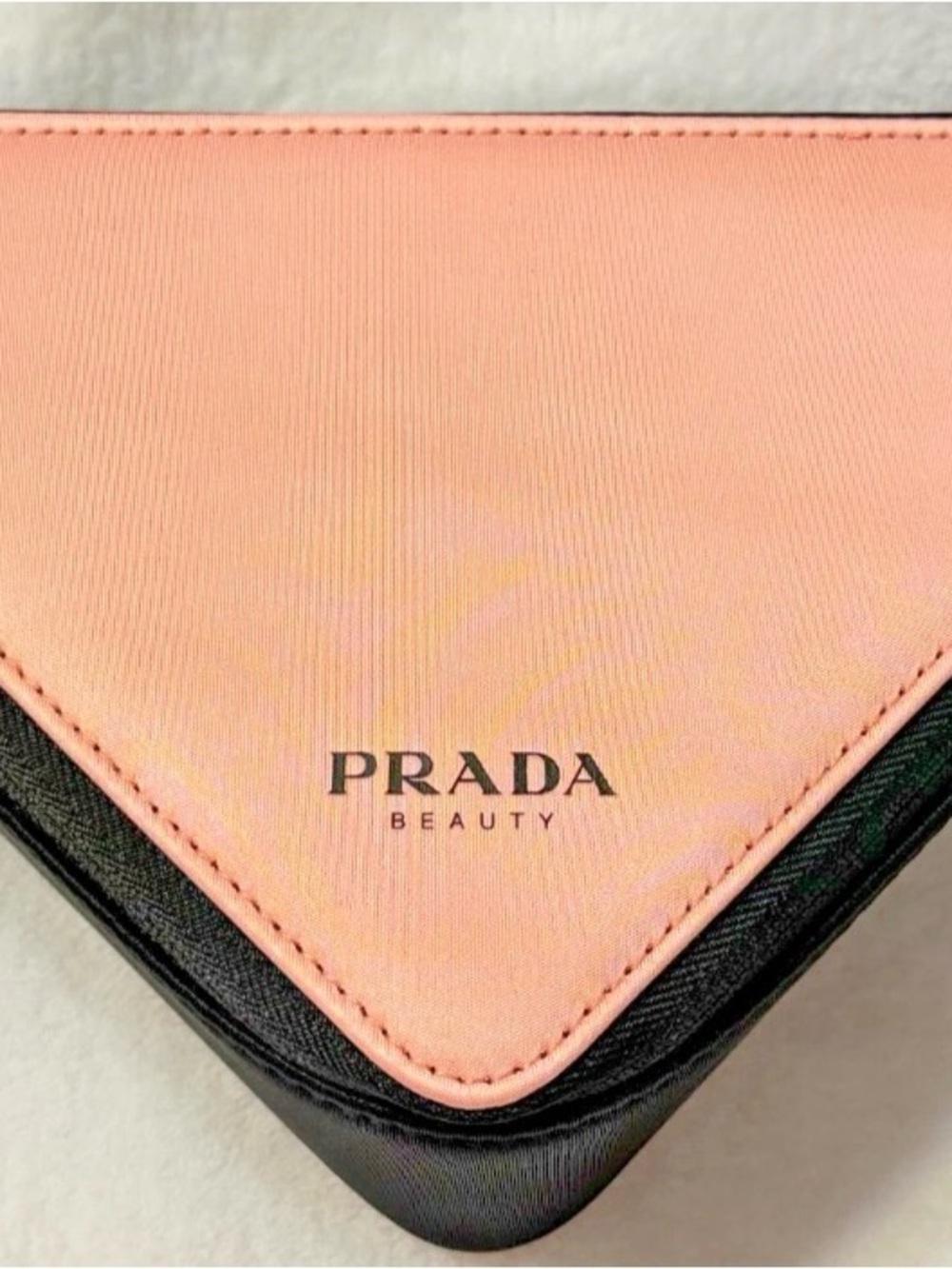 Prada Beauty Pink and Black Triangular Cosmetic Case